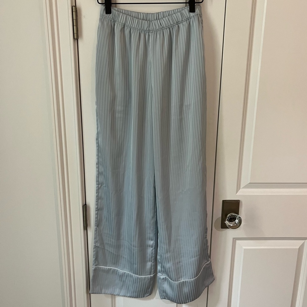 Nap Loungewear Light Blue Pinstripe Contrast Trim Pajama Pants Size S Small